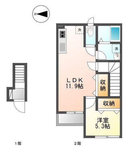 エスペランサ有野(1LDK/2階)の間取り写真
