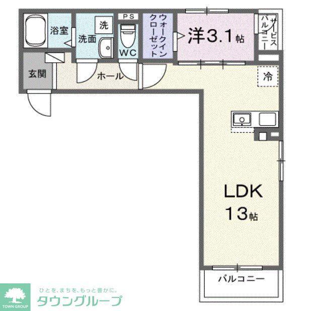 ヒカルサ川越霞ヶ関(1LDK/3階)の間取り写真