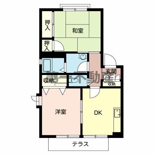 アディスひろのC棟(2DK/1階)の間取り写真