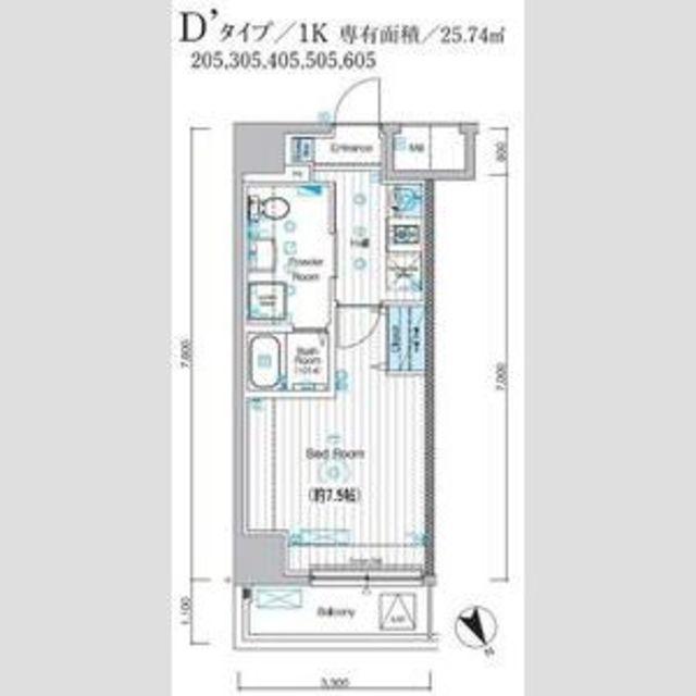 MAXIV ALIVE堀切菖蒲園(1K/4階)の間取り写真