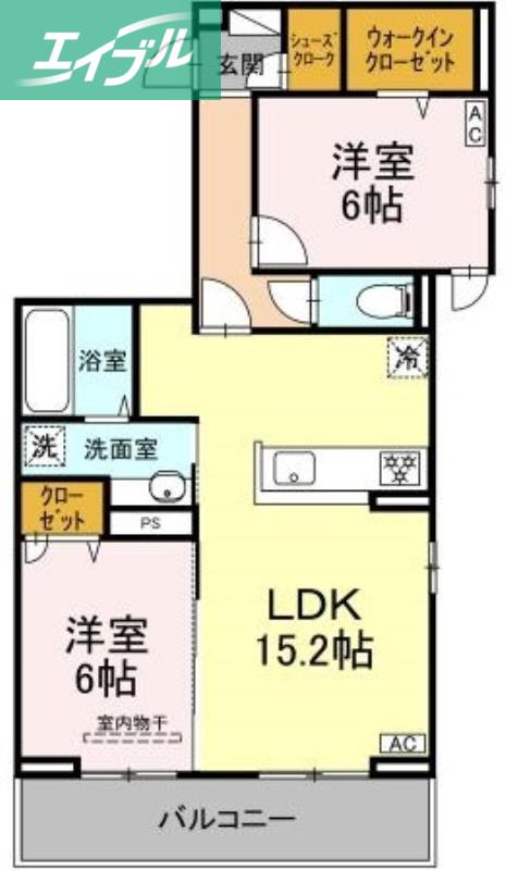 アルモ ギオーネ(2LDK/3階)の間取り写真