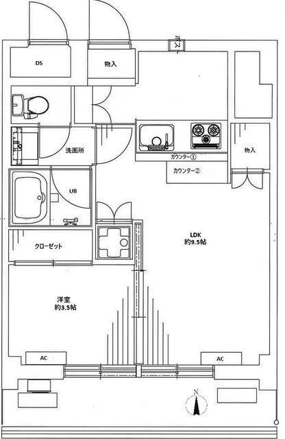 初台ハイツ(1LDK/11階)の間取り写真