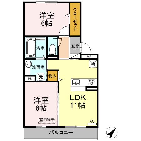 オアシス連島(2LDK/3階)の間取り写真