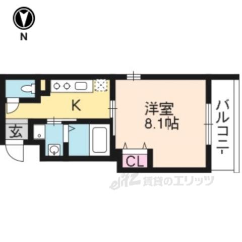 GRANDVUE西陣(1K/5階)の間取り写真