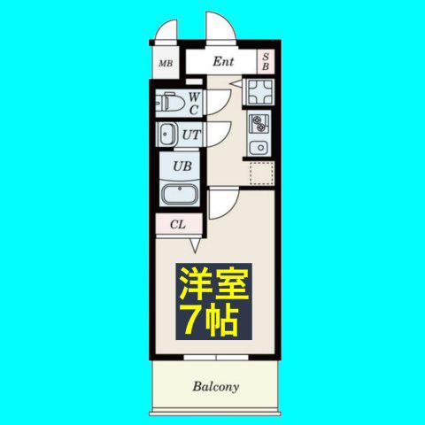 S-RESIDENCE上飯田駅前(1K/8階)の間取り写真