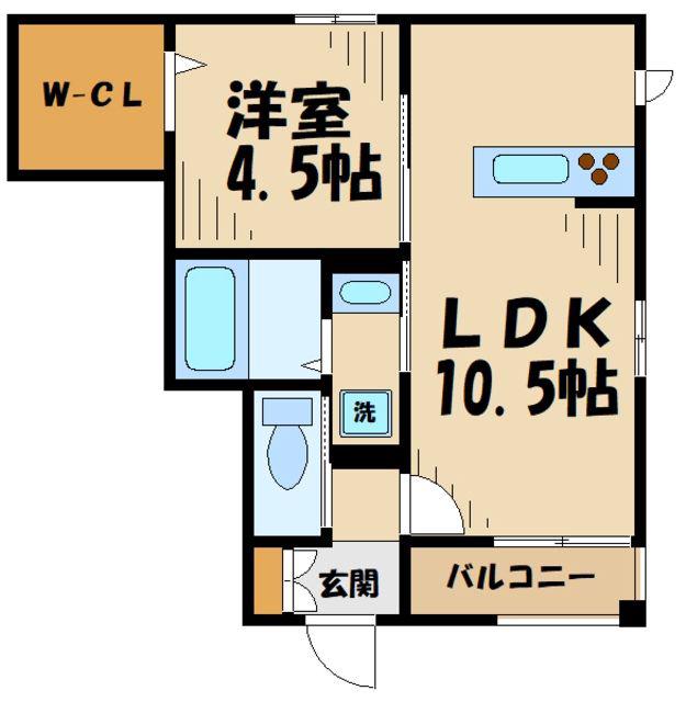 キューブハウス(1LDK/1階)の間取り写真