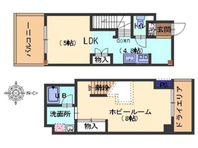 ＪＲ山陽本線 新井口駅 徒歩16分 3階建 築31年(1LDK/1階)の間取り写真