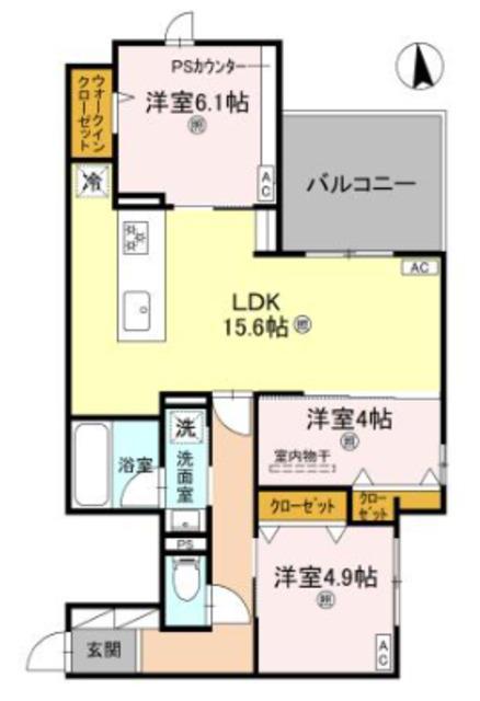 ココルトリシア(3LDK/1階)の間取り写真