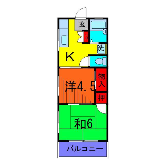 リバーハイツサチキII(2K/2階)の間取り写真
