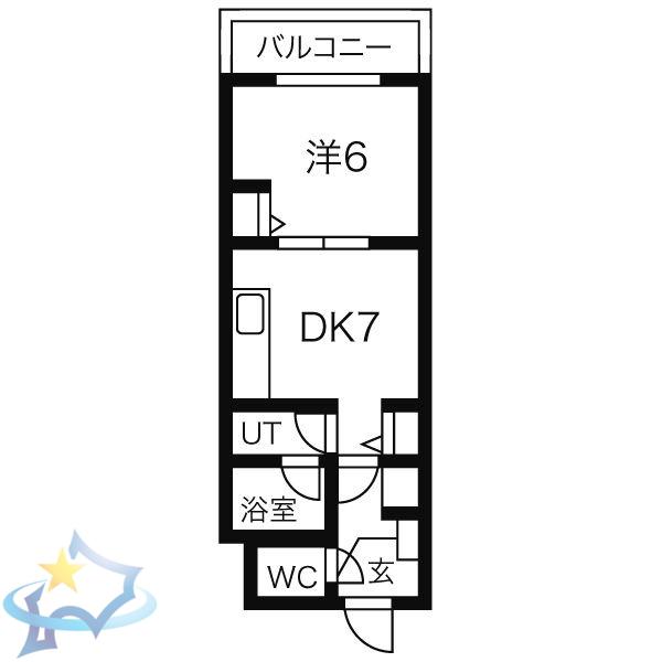 コートロティ宮ヶ丘(1DK/4階)の間取り写真