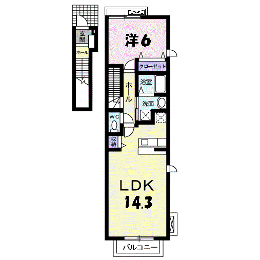 ベルフォーレM(1LDK/2階)の間取り写真