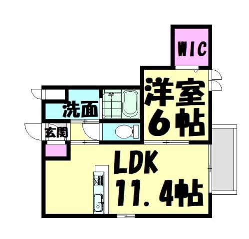 ロングウッド綾園(1LDK/2階)の間取り写真
