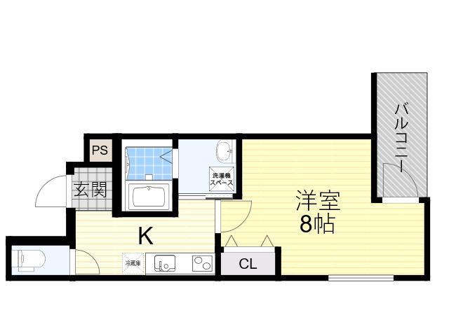 フジパレス城北公園通Ⅴ番館(1K/1階)の間取り写真