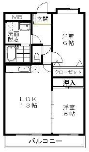 ウエストビレッジ21(2LDK/1階)の間取り写真