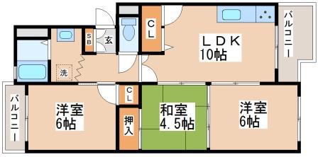 荒木マンション(3LDK/1階)の間取り写真