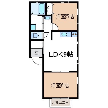 ドーム城阿原(1LDK/1階)の間取り写真