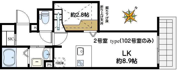 ベリストワール(1LK/1階)の間取り写真