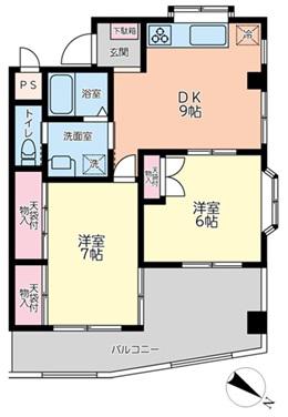 石井ビル(2DK/3階)の間取り写真