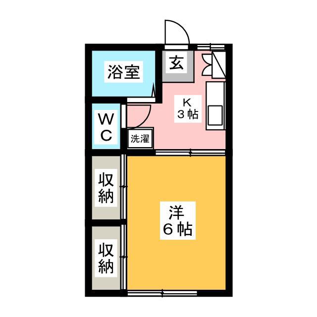 パークハイツ北鎌倉(1K/1階)の間取り写真