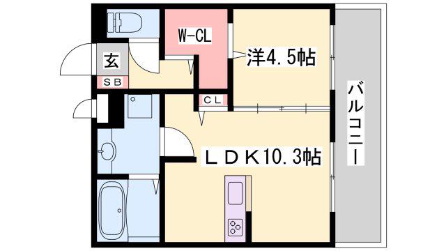 アップフィールド(1LDK/3階)の間取り写真