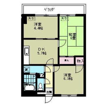 リブステージ横浜(3DK/5階)の間取り写真