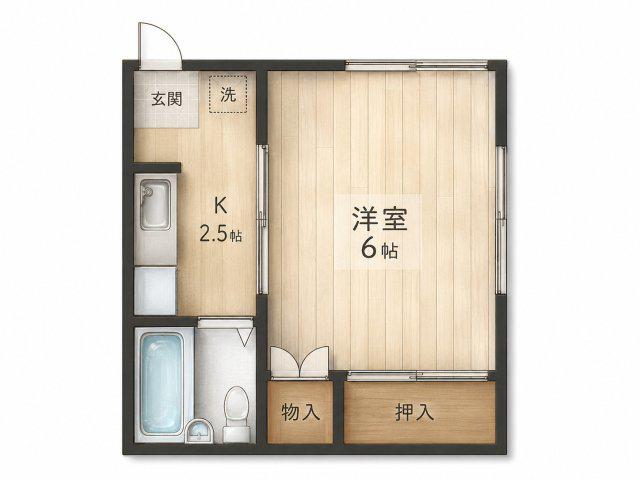牧村アパート(ワンルーム/2階)の間取り写真