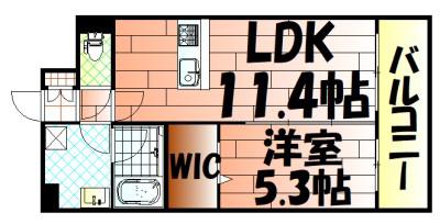 ネクステージ三萩野(1LDK/9階)の間取り写真