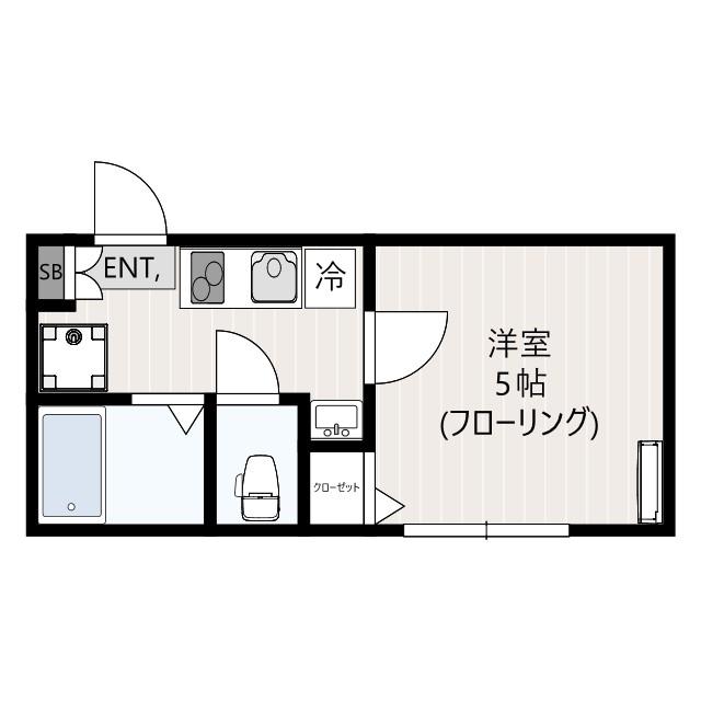 西風と青空のエルレ(1K/1階)の間取り写真