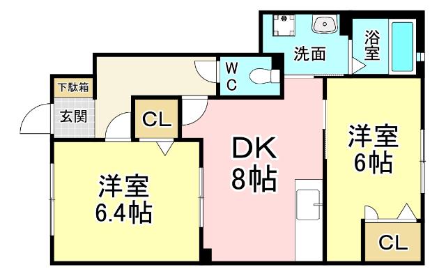 エーデルハイムCHIYO(2DK/1階)の間取り写真