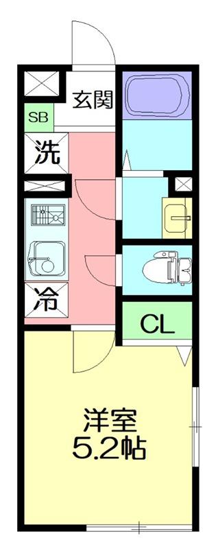 イクシオ 国分北(1K/2階)の間取り写真