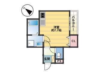 THE NOBLES 諸岡(ワンルーム/1階)の間取り写真