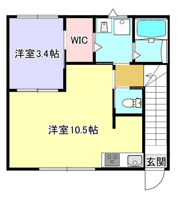INTEGRAL稲寄I(1LDK/2階)の間取り写真