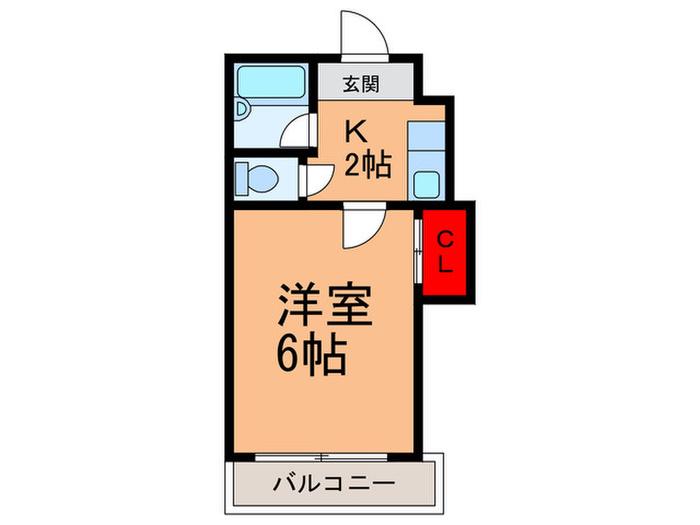 パームコート(1K/4階)の間取り写真
