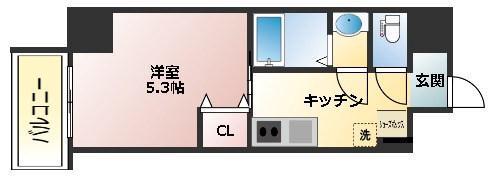 フォーリアライズ昭和南通1(1K/14階)の間取り写真