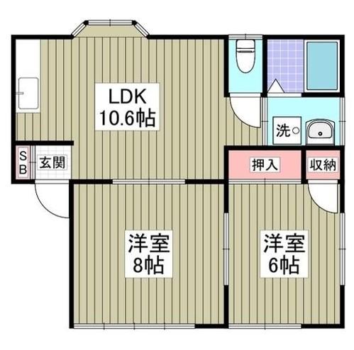 メゾンメヌエット(2LDK/1階)の間取り写真