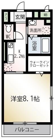 グラシュー(1K/2階)の間取り写真