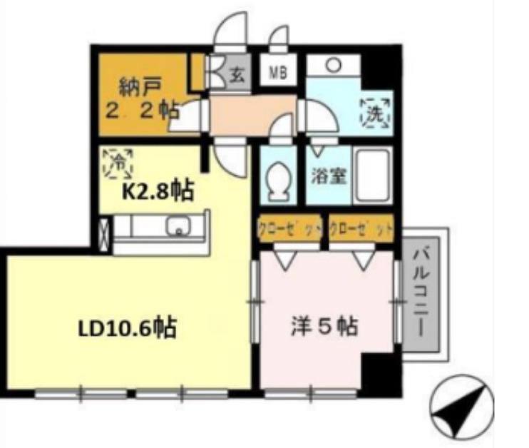六本木レジデンス(1LDK/3階)の間取り写真