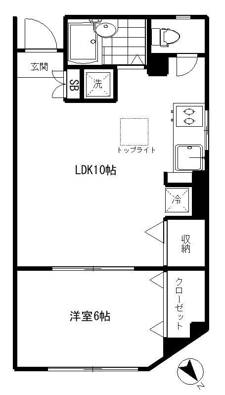 石山ビル(1LDK/3階)の間取り写真