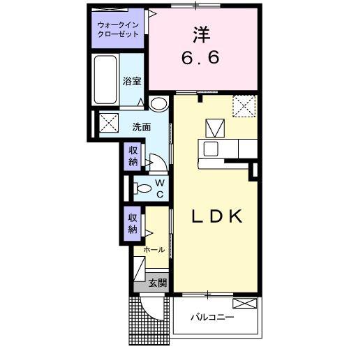 コリン ボヌールA(1LDK/1階)の間取り写真