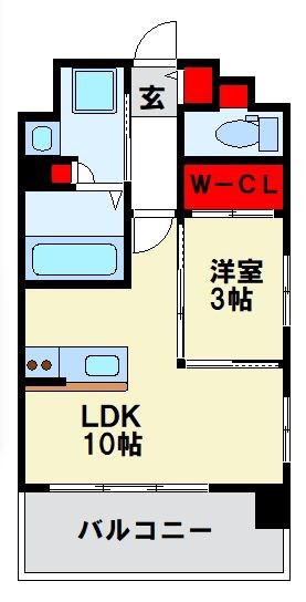 ソレイユルヴァン博多駅南(1LDK/9階)の間取り写真