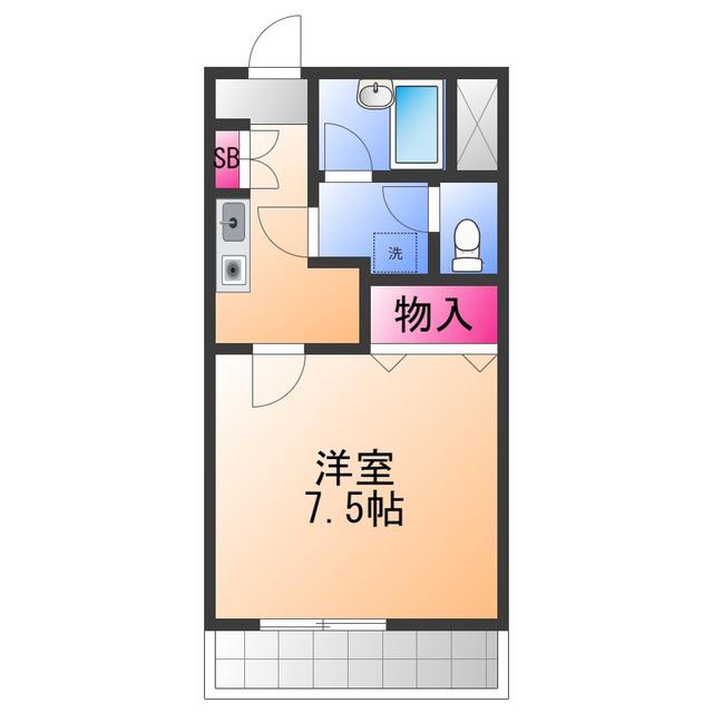 グレイスヴィラ佐野A棟(1K/1階)の間取り写真