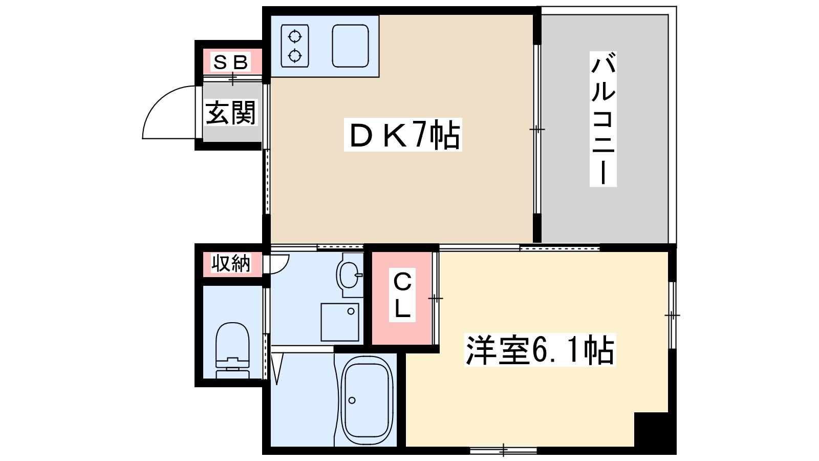 ソアエサカイースト(1DK/8階)の間取り写真