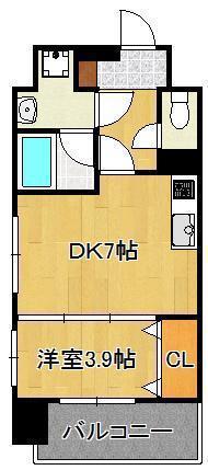 ルネッサンス21小倉東 801号(1DK/8階)の間取り写真
