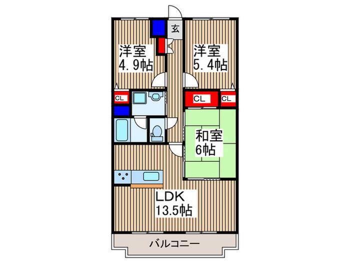 シルキーガーデン(3LDK/2階)の間取り写真