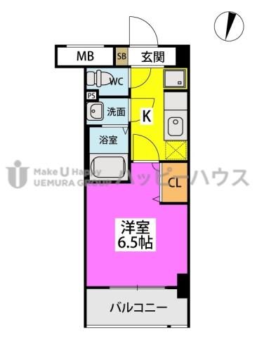 SOL周船寺(1K/5階)の間取り写真