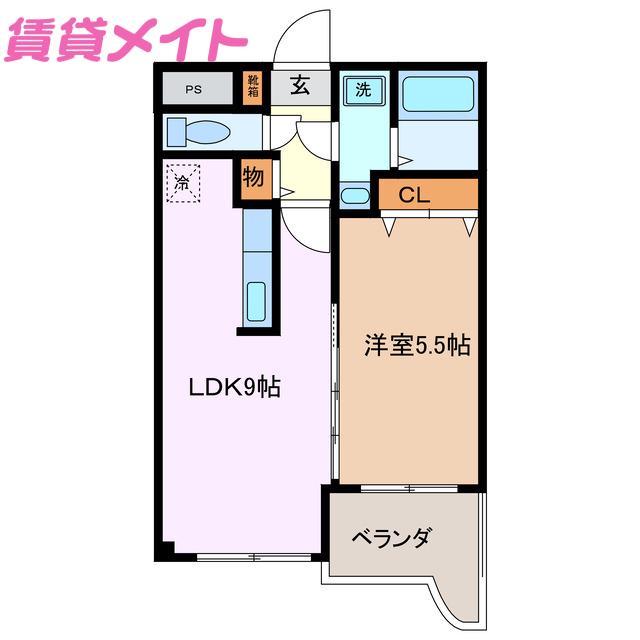 プロニティケン(1LDK/2階)の間取り写真