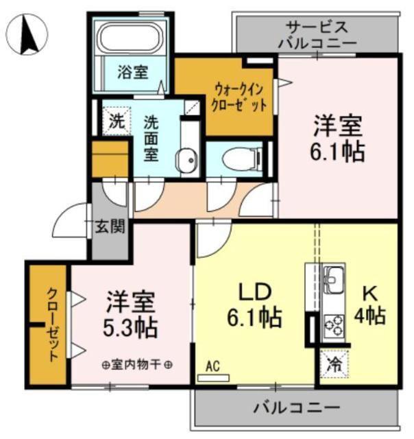 グランドゥール シャルマン(2LDK/2階)の間取り写真