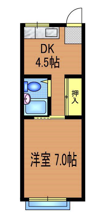 柏ハイツ(1DK/2階)の間取り写真