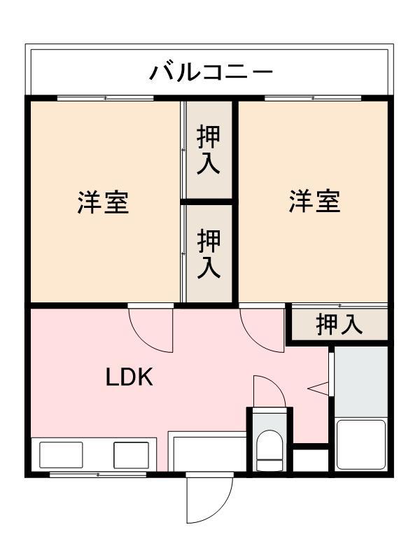 オガタハイツ(2DK/5階)の間取り写真