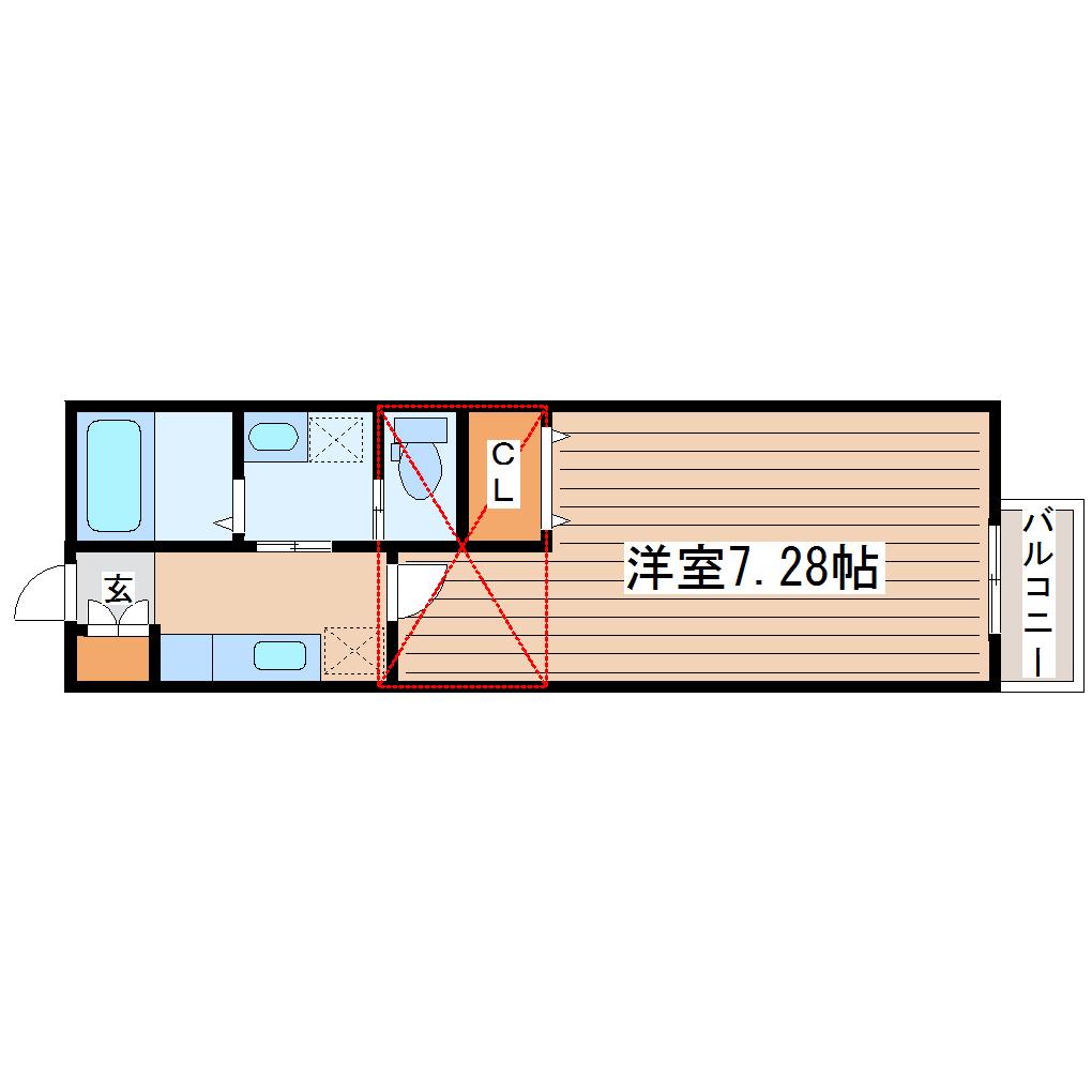 JB荒井(1K/2階)の間取り写真